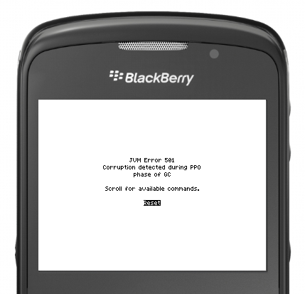 blackberry aplicando códigos de error